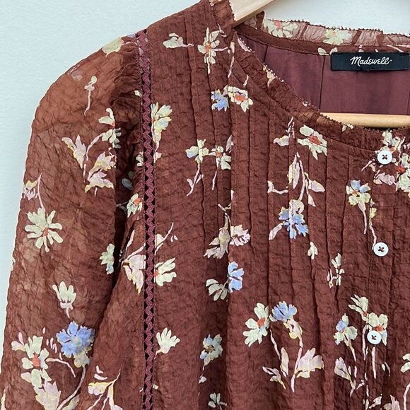 Madewell Norma Rae Long-Sleeve Dress in Dark Merlot Size S - Picture 4 of 10